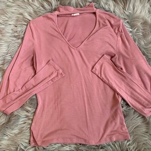 Blush Mock V-neck shirt